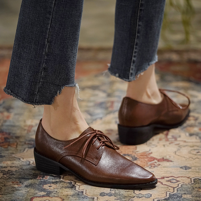 Oxford Lace Up Women - حذاء نسائي من جلد البقر من